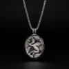 hasanirtempart1 (1) Tribal Motifli ve Siyah Taşlı Oval Plaka Gümüş Kolye Modeli