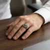 hasanirtempart1 (1) Pusula ve Çapa Motifli Şampanya Taşlı Gümüş Erkek Yüzük Modeli