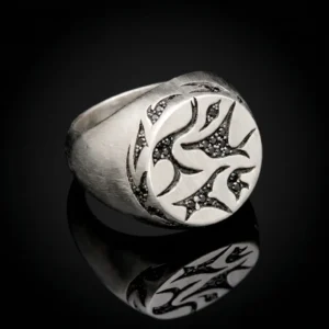 hasanirtempart1 (3) Tribal Motifli ve Siyah Taşlı Oval Gümüş Yüzük Modeli