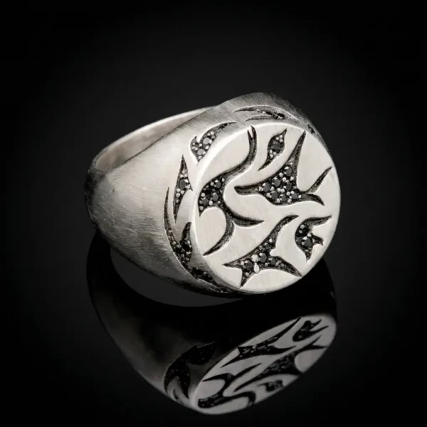 hasanirtempart1 (3) Tribal Motifli ve Siyah Taşlı Oval Gümüş Yüzük Modeli