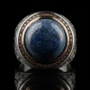 Lapis Lazuli Taşlı Şampanya Mikro Mıhlama Gümüş Yüzük Modeli