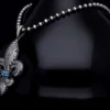 kol82 Fleur de Lis Sembolü Pave Taşlı Gümüş Erkek Kolye Modeli