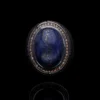 yuz730 Lapis Taşlı Zirkon Detaylı Oval Tasarım Gümüş Erkek Yüzük Modeli