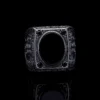 yuz760 Oval Oniks Taşlı Gravür Desenli Gümüş Erkek Yüzük Modeli